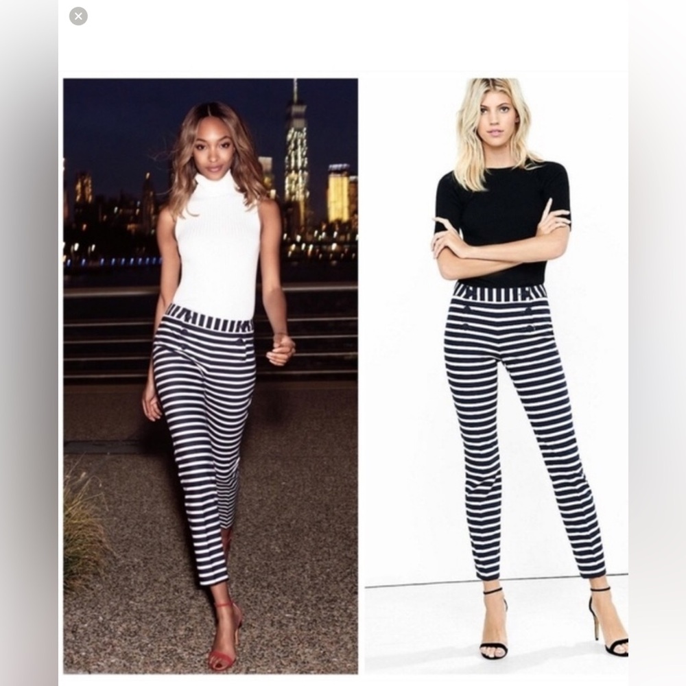 2/25$***EXPRESS / Navy and White Striped CROPPED  Pants